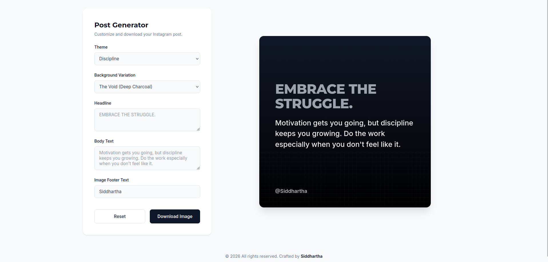 Instagram Post Generator Tool